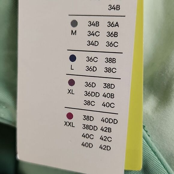 Nwt XL sports bra crop top all in motion green colorblock with removable pads - Picture 5 of 5